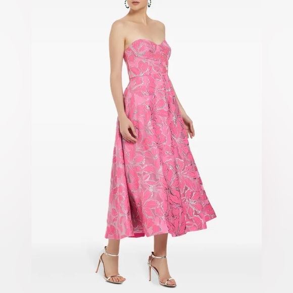 Ml Monique Lhuillier Amelia Floral Strapless Corset Maxi Dress 16 like new - Picture 5 of 6